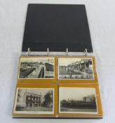 Blue postcard album containing real photographic and topographical cards inc Lincolnshire &