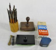 Selection of caligraphy pens, ink,