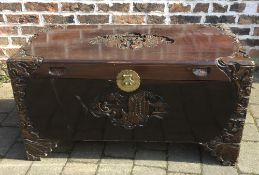 Carved Oriental camphor wood chest W.100cm H.