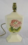 Moorcroft cream lamp base with pink flowers