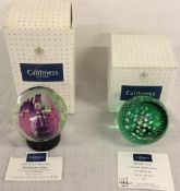 2 Caithness millennium paperweights: Millennium Vision & Welcome 2000 both designed by Colin Terris