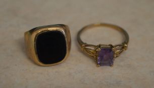 2 9ct gold rings, approx weight 5.