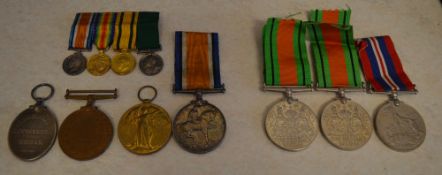 WW2 'The Defence Medal' x2, 1939-1945 War Medal, WW1 'British War Medal', 'Victory Medal',