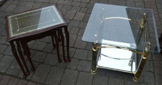 Glass top coffee table and a nest of tables