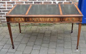 Reproduction Recency mahogany library table on tapering legs on spade feet