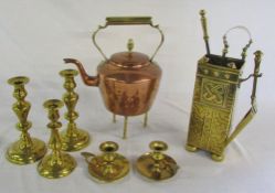 Various brass ware inc companion set,