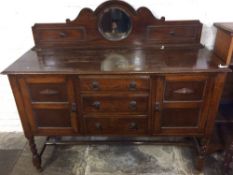 Oak 1930's sideboard on barley twist legs W.130cm H.125cm D.