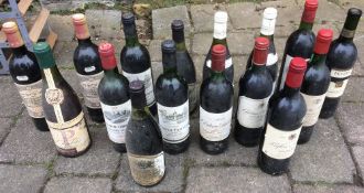 15 bottles of vintage red wine mainly from 1970's to 1990's & a bottle of white wine