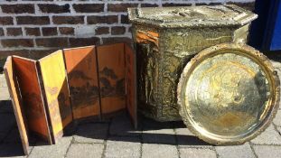 Large brass coal box,