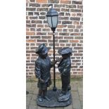 Large bronze effect lamp with 2 children H175cm