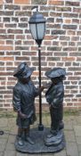 Large bronze effect lamp with 2 children H175cm