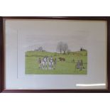 French Artist proof print 28/42 of a farming/ploughing scene with figures by Vincent Haddelsey