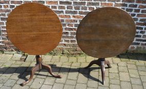 2 Georgian tilt top tables on tripod pedastals