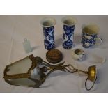 Various ceramics including Chinese, light fitting, small bottle,