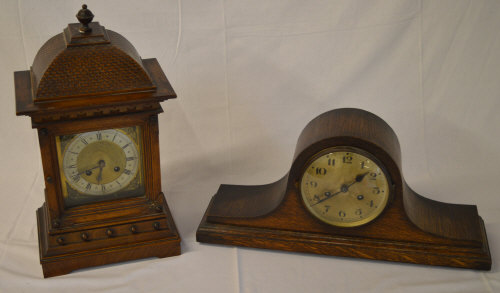 Napoleon style mantle clock and one other mantle clock