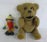 Roger D'Courcy ventriloquists dummy 'Nookie Bear' and 'Ben' toy from Bill and Ben