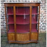 Edwardian serpentine display cabinet with legs cut down H153cm by W120cm