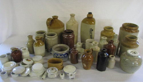 Various stoneware inc flagon, jars,