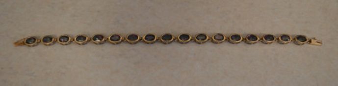 9ct gold bracelet with synthetic stones, total approx weight 8.