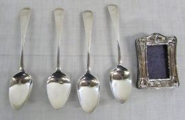 4 silver teaspoons London 1827 maker P P weight 1.