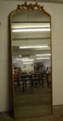 Large 19th century gilt framed wall mirror (af) 236cm by 86cm