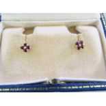 18ct gold ruby earrings (replacement butterflies - 1 14ct and 1 silver)