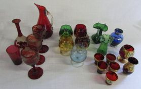 Various coloured glass ware