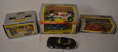5 Burgao die cast model cars including Peugeot 205 Safari and Ferrari 126 C4 Turbo