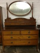 Edwardian dressing table/chest of drawers with oval mirror & ring handles