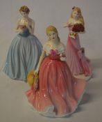 2 Coalport figures of ladies and a similar Royal Doulton figure