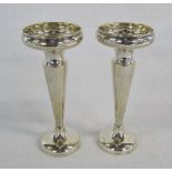 Pair of silver specimen vases Chester hallmark (weighted base) H 14 cm