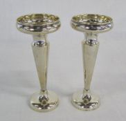 Pair of silver specimen vases Chester hallmark (weighted base) H 14 cm