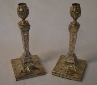 Pair of large silver candlesticks