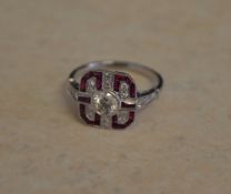 18ct gold ruby & diamond Art Deco style ring,