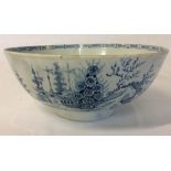 Late 18th/early 19th century English pearlware bowl with hand painted chinoiserie decoration D 21cm