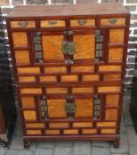 Oriental chest on chest with square locks,
