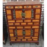Oriental chest on chest with square locks,