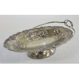 Chinese silver/white metal oval tazza/basket marked 'sterling' L 22 cm