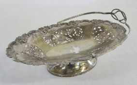 Chinese silver/white metal oval tazza/basket marked 'sterling' L 22 cm