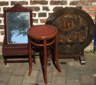 Carved Oriental folding table,