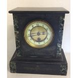 Victorian slate & marble mantel clock
