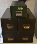 3 metal index card cabinets