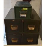 3 metal index card cabinets