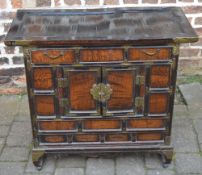 Oriental cabinet with 3 drawers over cupboard,