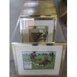 Quantity of Perrier golfing prints (some frames have broken glass)