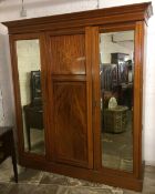 Large Edwardian triple wardrobe with 2 mirror doors H209cm W188cm