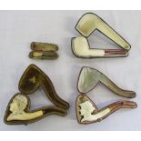 3 pipes (2 meerschaum style) and a cherut holder with silver band