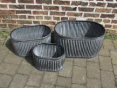 3 graduated galvanized tin tubs