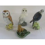 3 Beswick bird decanters (empty) and a Wade pipe stand