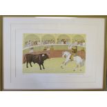 French artist's proof print of a bull fighting scene by Vincent Haddelsey (1934-2010) signed in